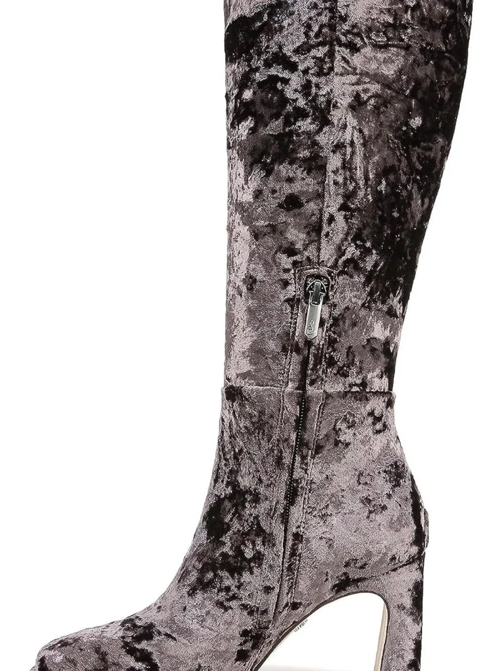 Sam Edelman Issabel Crushed Velvet Knee High Boots Gray Taupe 9.5